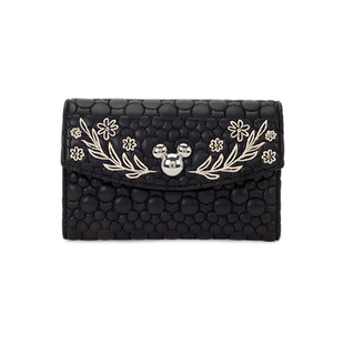 Loungefly迪士尼米奇米老鼠正版 周边刺绣多卡位钱包证件包卡包女