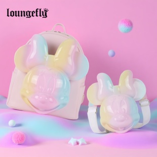 Loungefly迪士尼米老鼠米妮正版 联名周边双肩包少女风迷你单肩包