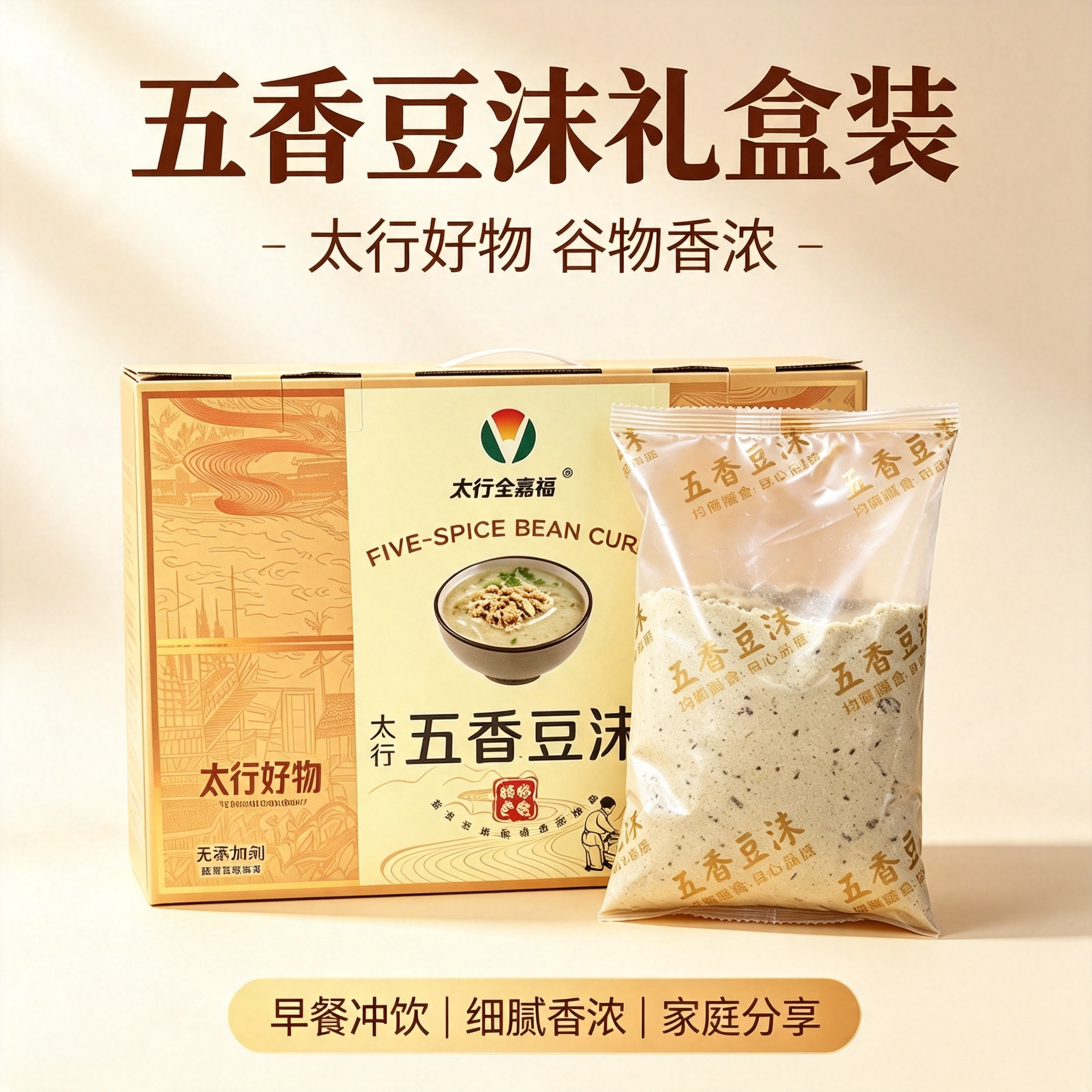 河北邢台特产五香豆沫粉2kg整箱礼盒早餐速冲杂粮粉家用送礼