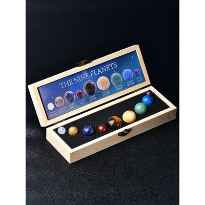 水晶球摆件八大行星宝石儿童科普教学矿石标本盒孩子礼物
