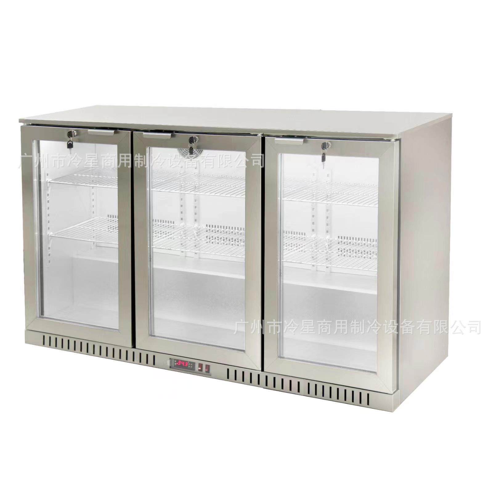 三门不锈钢嵌入式冰箱KTV酒水展示冰柜冷藏风冷保鲜柜110V60hz