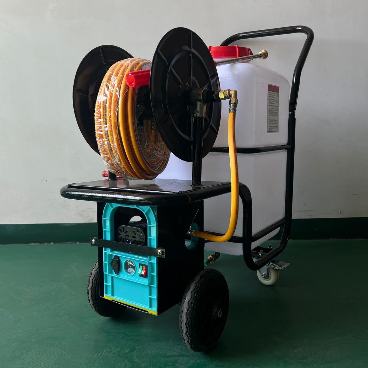 60L小型电动推车式喷雾器双泵打药机蔬菜养猪场自动收管清洗机