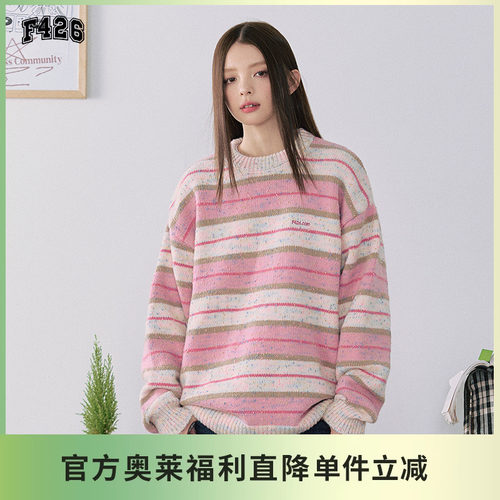 F426官方马卡龙混色条纹毛衣