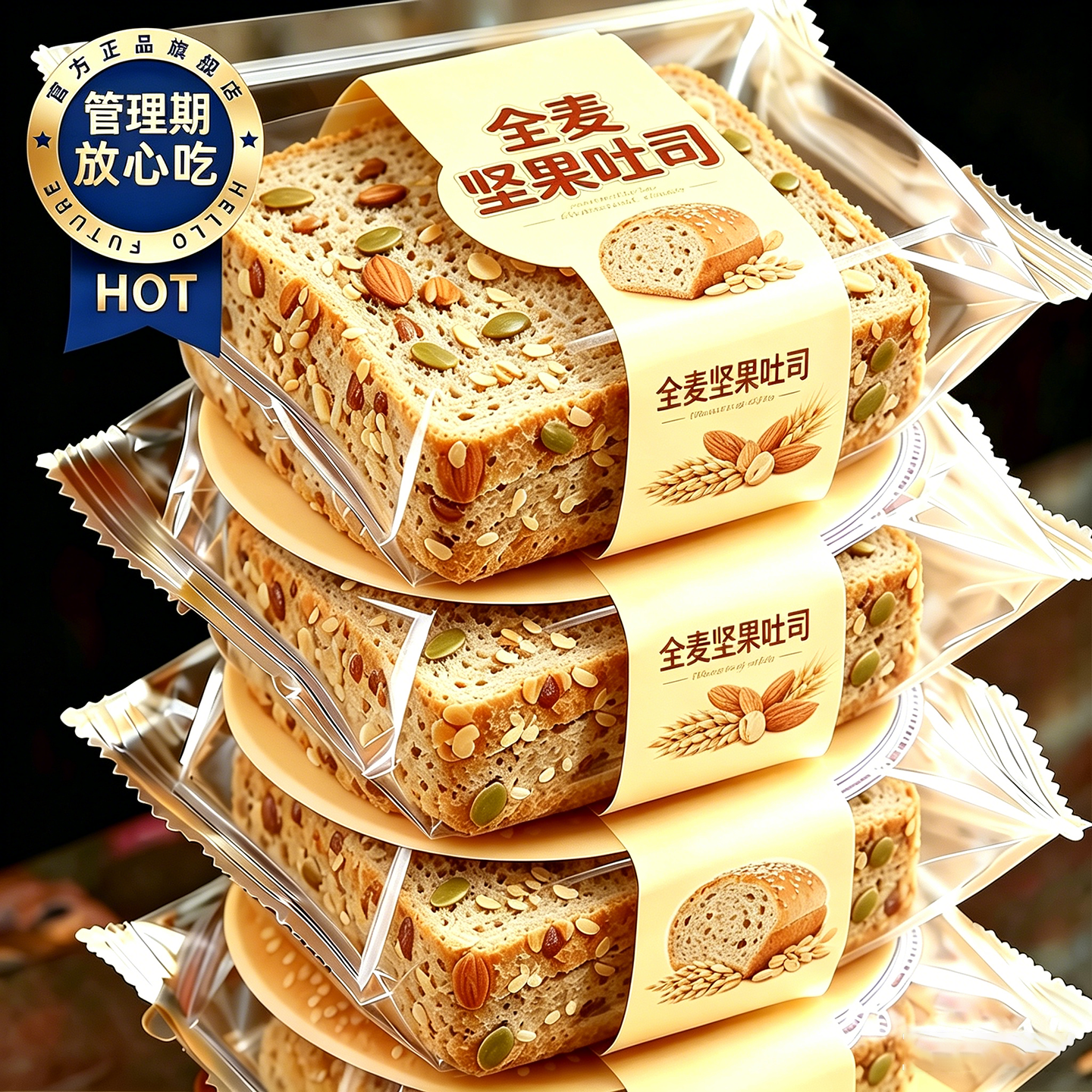 会员超市款！全麦面包坚果吐司厚切饱腹早代餐减脂孕妇整箱无蔗糖