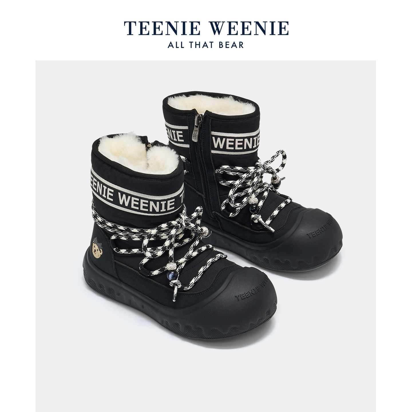 Teenie Weenie小熊童鞋雪地靴女羊毛内里加厚保暖高帮休闲亲子鞋,童鞋/婴儿鞋/亲子鞋,雪地靴,淘宝优惠券,粉丝福利购,淘宝优惠卷