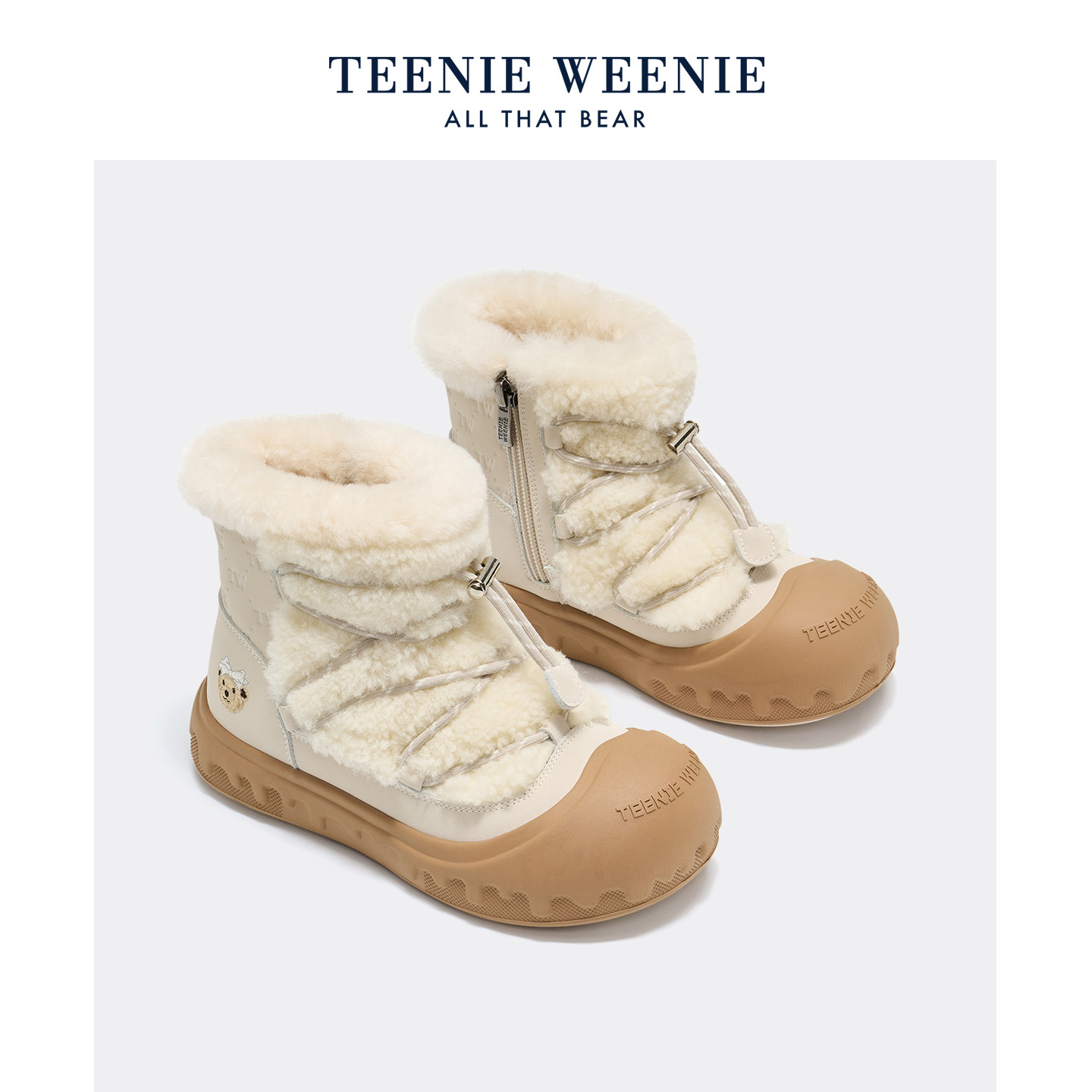 Teenie Weenie小熊童鞋女童棉靴羊毛棉鞋亲子款短筒靴雪地靴加绒