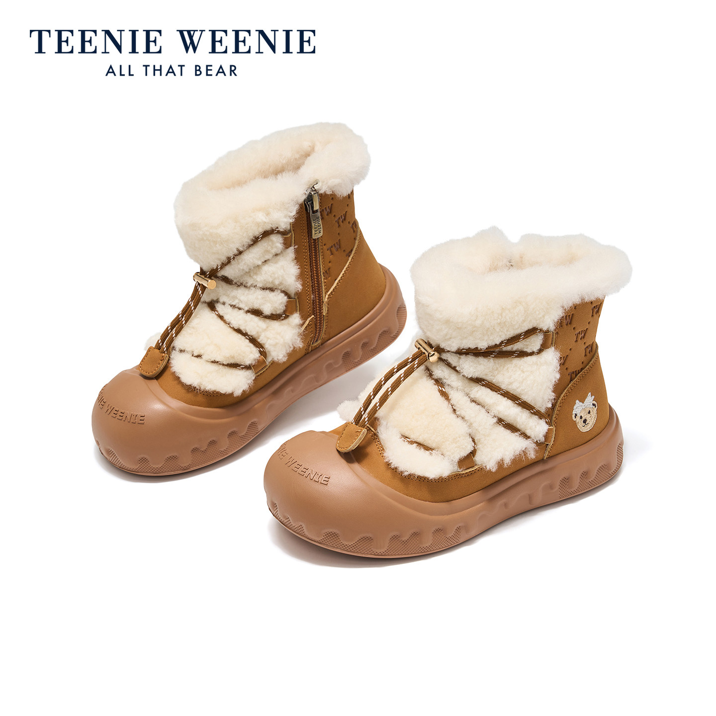 Teenie Weenie小熊童鞋女童棉靴羊毛内里加厚保暖亲子款雪地靴子