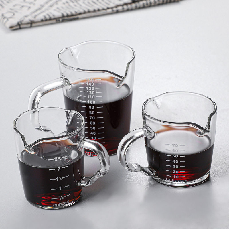 2020意式浓缩玻璃咖啡杯耐高温玻璃量杯盎司杯冰咖啡杯拿铁杯