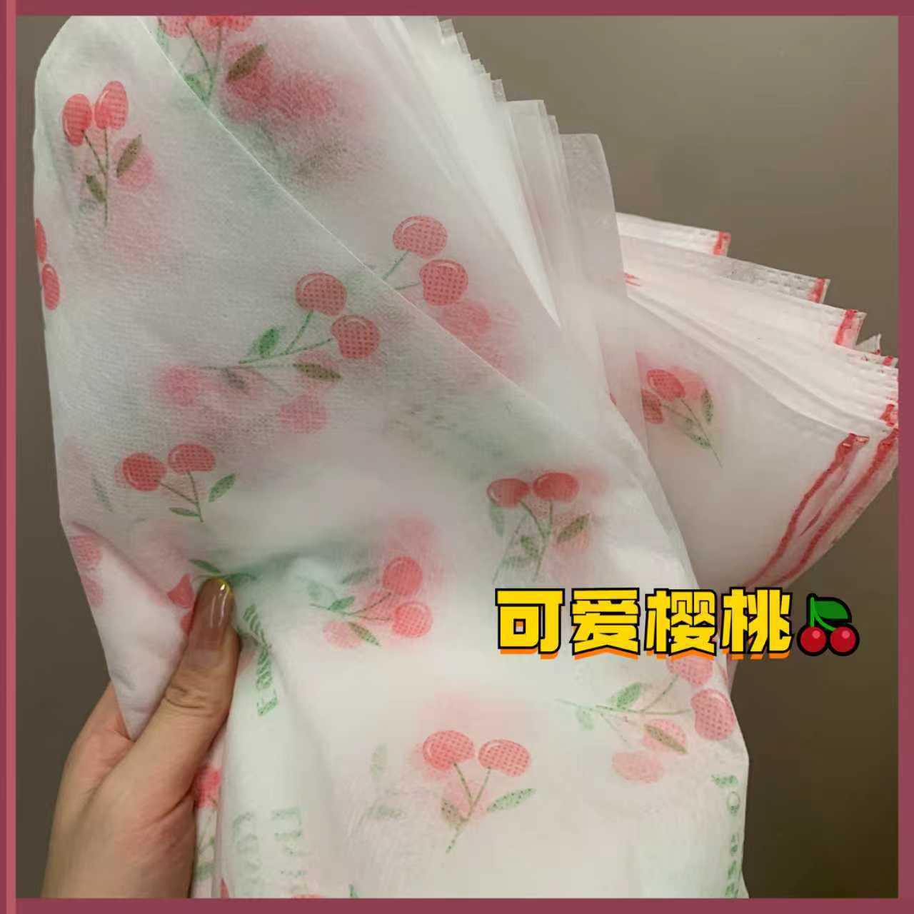 抽绳束口袋鞋子旅行收纳袋透明袜子樱 桃无纺布收纳袋装鞋袋防尘