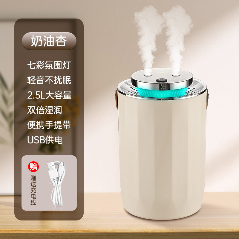 USB双喷口加湿器大容量便携手提补水喷雾器家用车载氛围灯雾化器