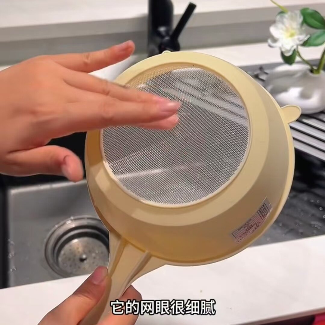 厨房细孔沥水过滤勺加长手柄面粉筛水果蔬菜清洗盆淘米神器洗米筛
