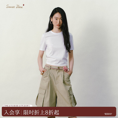 林檎絮语露背系带纯色T恤