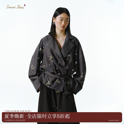 sennoszhou刺绣翻领外套