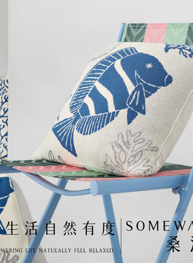 Someway 办公室靠背沙发休闲靠背出差旅行车载靠背海洋图案