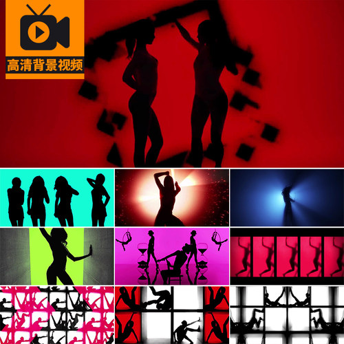 动感节奏人物女子剪影酒吧KTV炫酷gogo秀跳舞台LED背景VJ视频素材