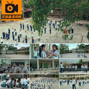 山村农村小学校学生校园生活怀旧童年上学做早操课外活动视频素材