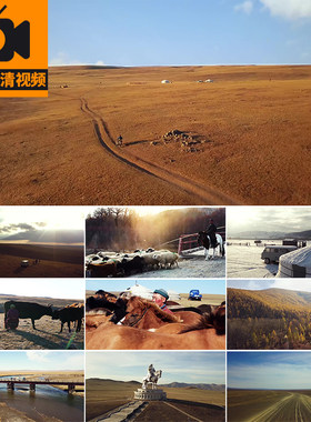 内蒙古游牧民族人文风情文化航拍大草原乌兰巴托实拍高清视频素材