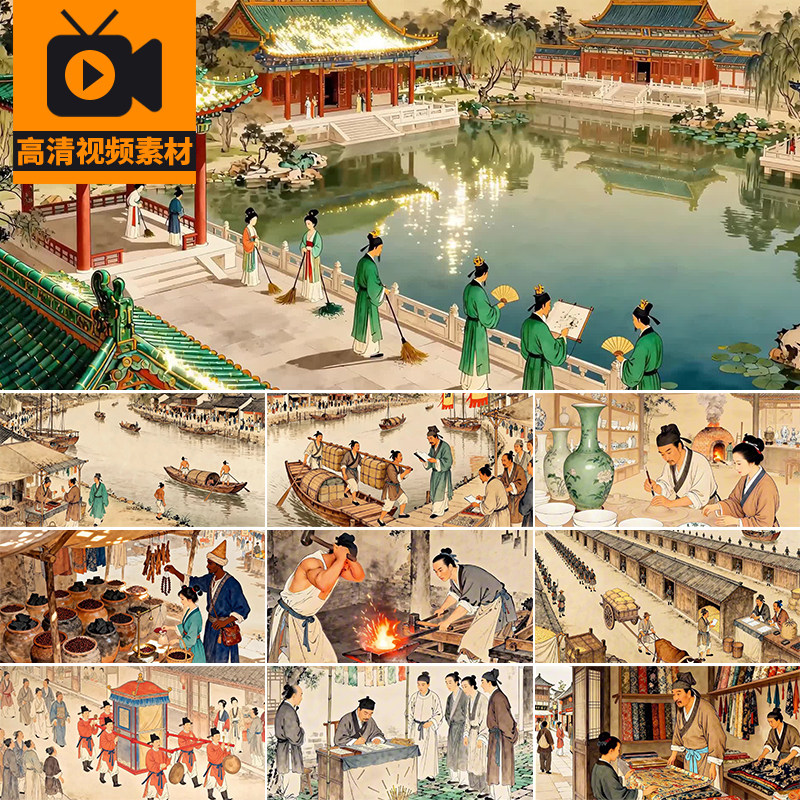 清明上河图古画动画版宋朝古代生活集市文化LED背景动态视频素材,商务/设计服务,设计素材/源文件,淘宝优惠券,粉丝福利购,淘宝优惠卷
