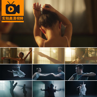 女孩跳舞芭蕾舞蹈瘦身苗条文艺艺术灯光训练表演练习实拍视频素材