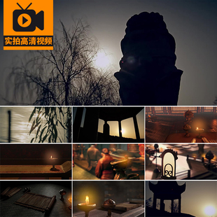 古代宫殿蜡烛书简古人油灯夕阳历史记忆岁月穿梭史书实拍视频素材