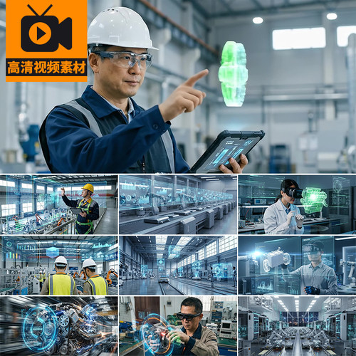 4K智能工业生产工厂应用未来科技工厂车间自动化制造高清视频素材