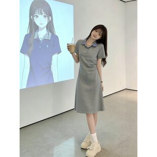 大码女装2026夏季新款胖mm显瘦高级感学院风polo领短袖t恤连衣裙