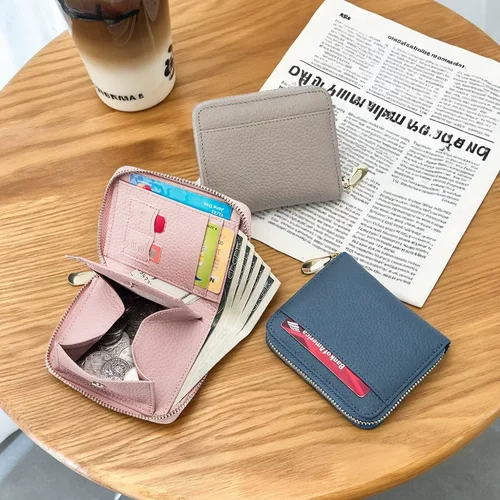 软皮荔枝纹女钱包多卡拉链零钱