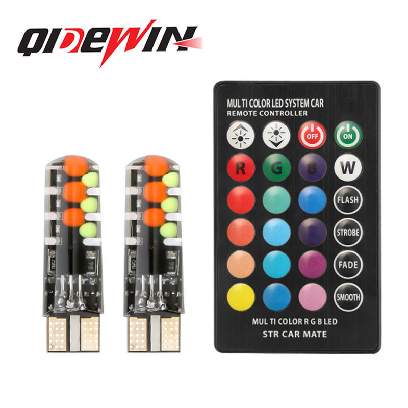 汽车LED小灯T10 RGB 5050 6SMD七彩爆闪示宽灯硅胶牌照灯 阅读灯