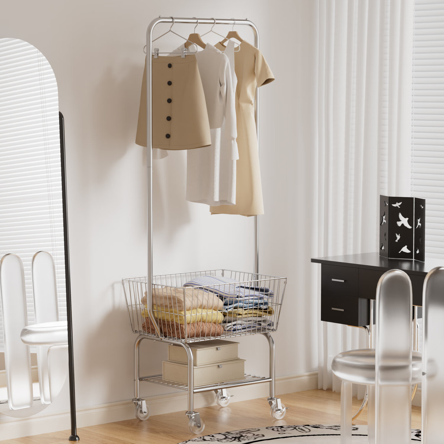衣帽架可移动落地式卧室室内衣服置物架家用晾衣架房间挂衣架收纳