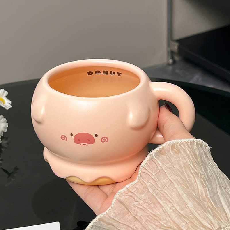 小猪马克杯陶瓷喝水杯家用办公室咖啡杯早餐杯情侣高颜值杯子