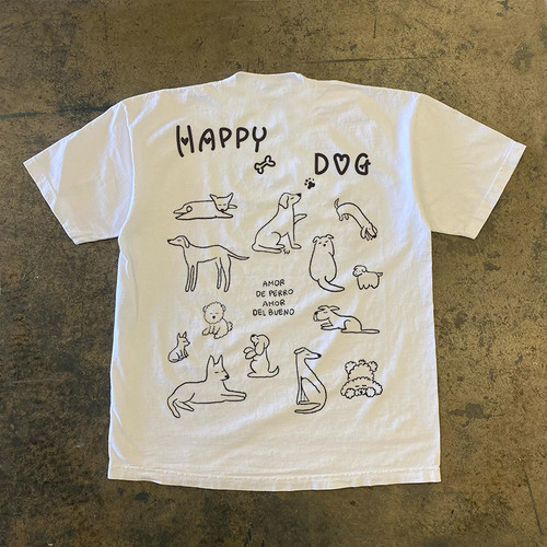 奥特莱斯~ 重磅不透 2026春夏新款快乐小狗古着感美式短袖T恤上衣