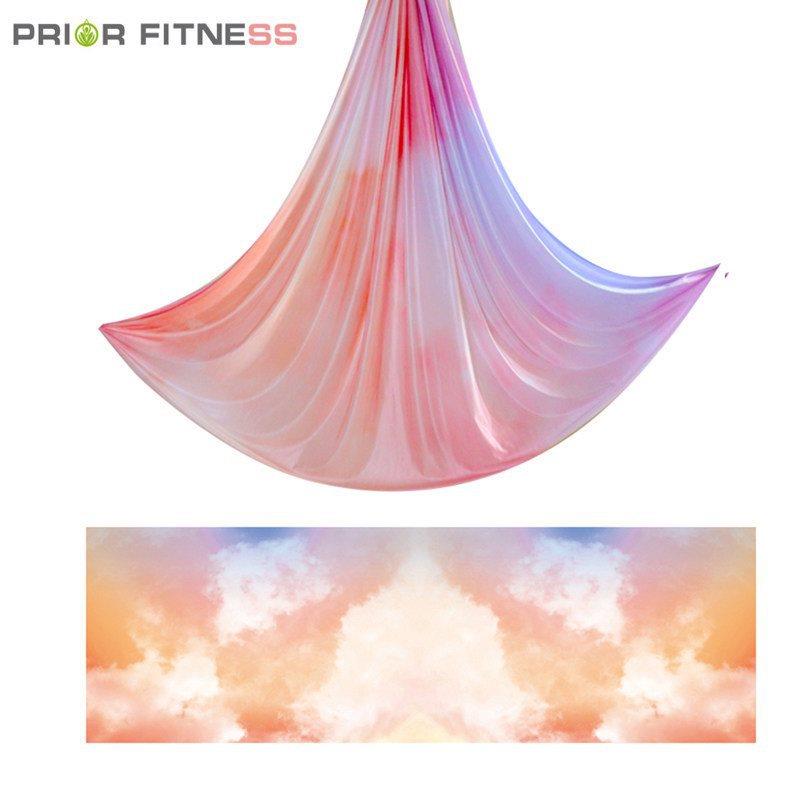 PRIOR空中瑜伽吊床5米彩色面料中弹渐变色吊绳瑜伽馆Yoga hammock