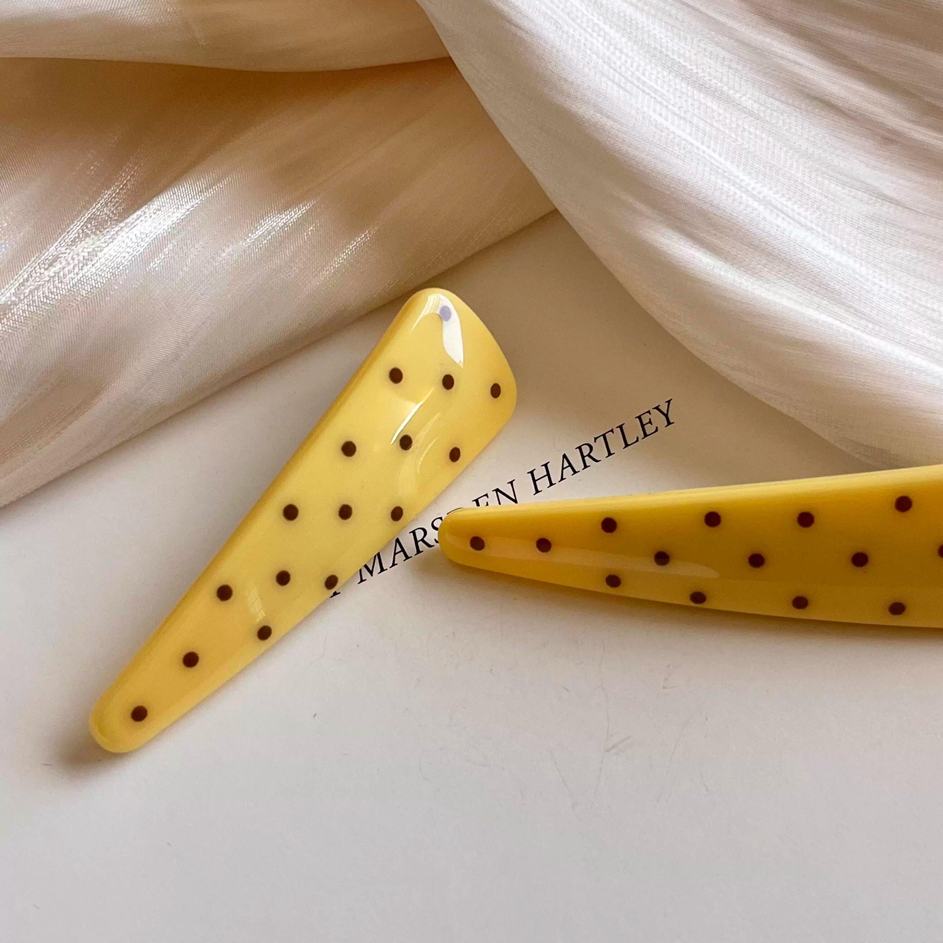 美呆了！介个奶油黄波点发夹我真的会一直夸！一整个清新自然百搭