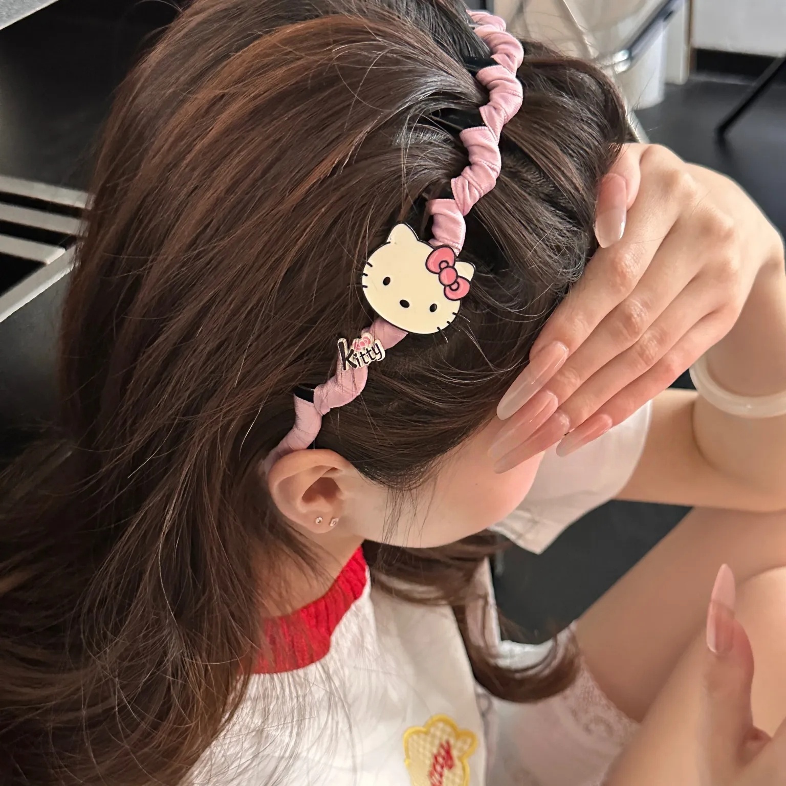 可爱滴油HelloKitty高颅顶带齿波浪发箍女洗脸发卡头箍发饰