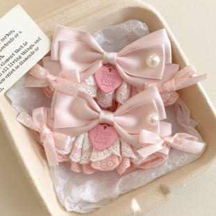 莓屿季~粉色蝴蝶结珍珠裙摆发夹女温柔高级感可爱Lolita夹子头饰