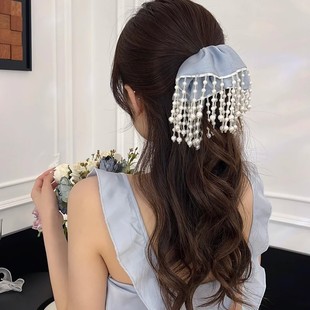 高级感轻奢珍珠流苏大肠发圈女气质扎头发低马尾头绳头绳皮筋发饰