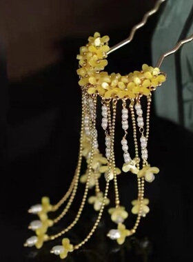 古风桂花发簪流苏发钗汉服盘发簪子明制配饰女鬓帘步摇马面裙头饰