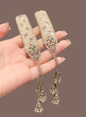 民族风铃铛流苏发夹女精致超闪侧边夹bb夹2025新款精致复古高级感