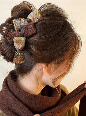 复古蝴蝶结发夹抓夹女高级感2026新款鲨鱼夹大号发量大后脑勺头饰