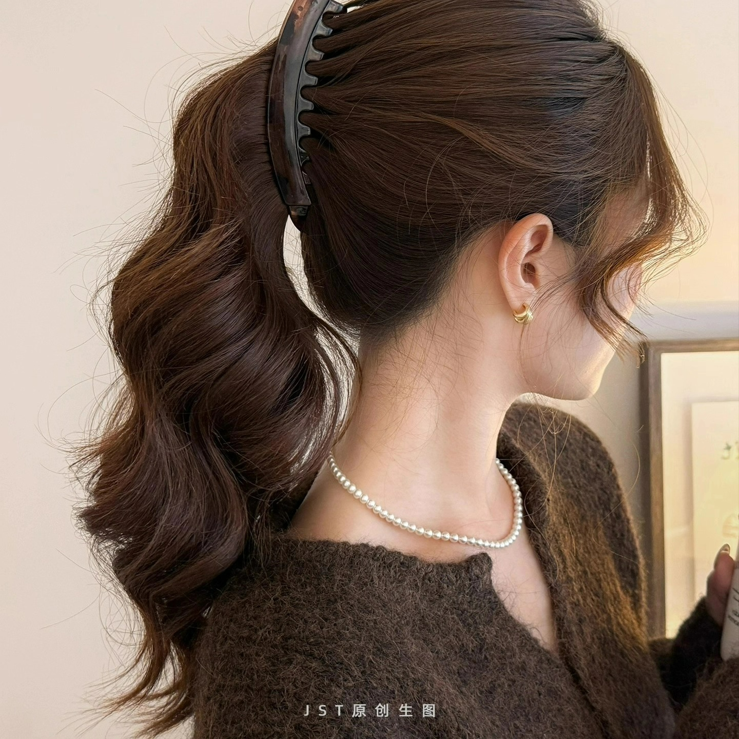 豹纹香蕉夹发夹女2025新款高级感气质扭扭夹竖夹后脑勺高马尾抓夹