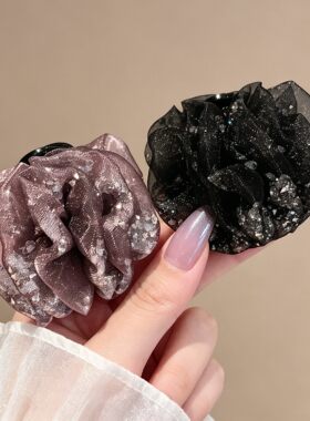 轻奢流沙钻网纱云朵抓夹显发量