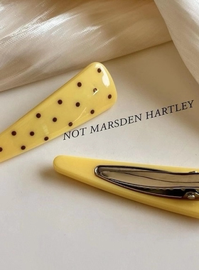 韩系高级黄色波点侧边发夹女刘海边夹小发卡夹子可爱头饰发饰卡子