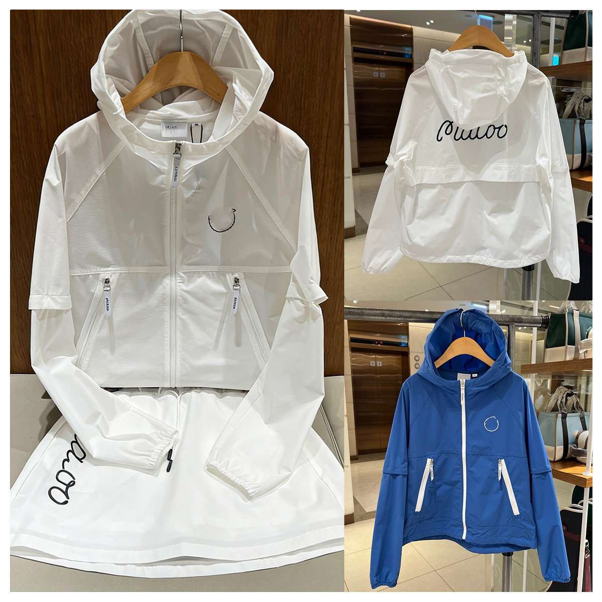 韩国高尔夫服装女士防风衣外套2026早春新款字标拉链连帽长袖上衣