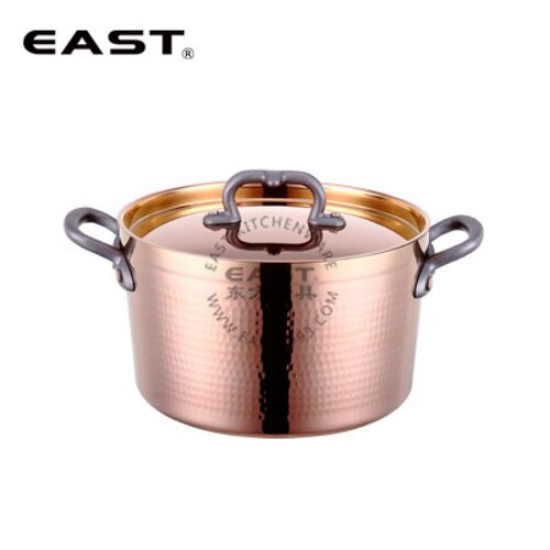 铜三层锤印双耳斜身汁锅【EAST东方厨具】