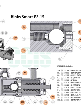 德国工厂直采 宾克斯 binks 电动循环泵维修包 湿部 250610