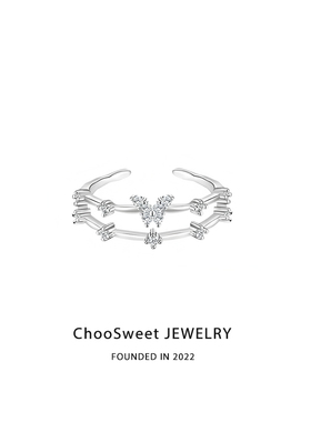 蝴蝶双层S925纯银戒指