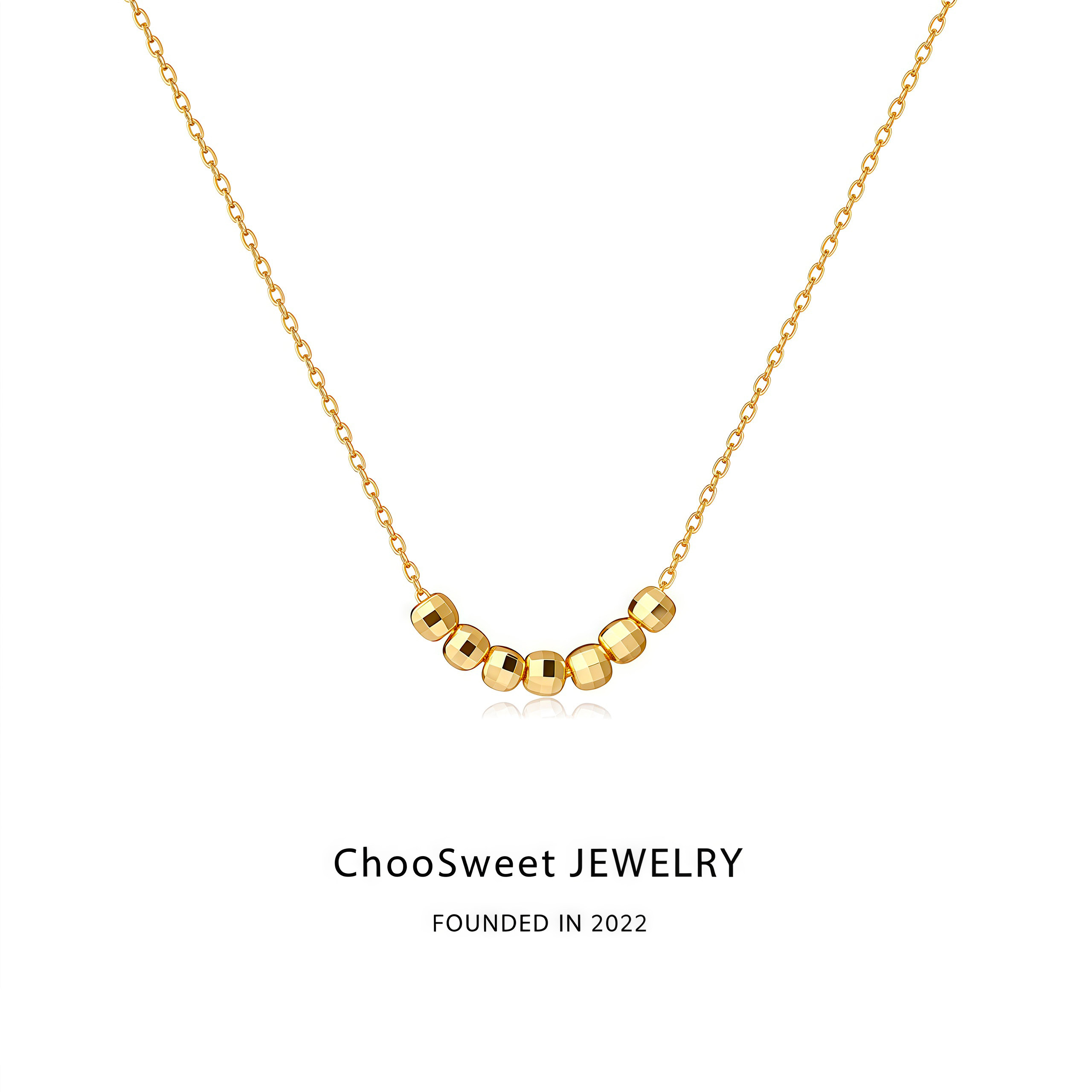 「串琏」ChooSweet纯银小金珠微笑项链轻奢高级感小众简约锁骨链