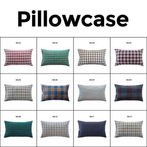 造卧zwow【织物】全棉重磅多股色纱复古中古风格子格纹枕套枕头套