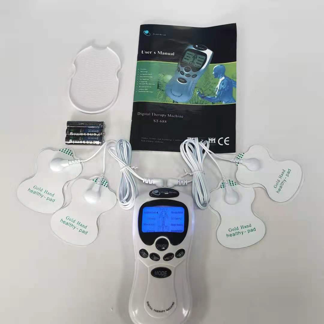 蓝屏双孔数码经络按摩仪 家用迷你按摩器脉冲理疗仪