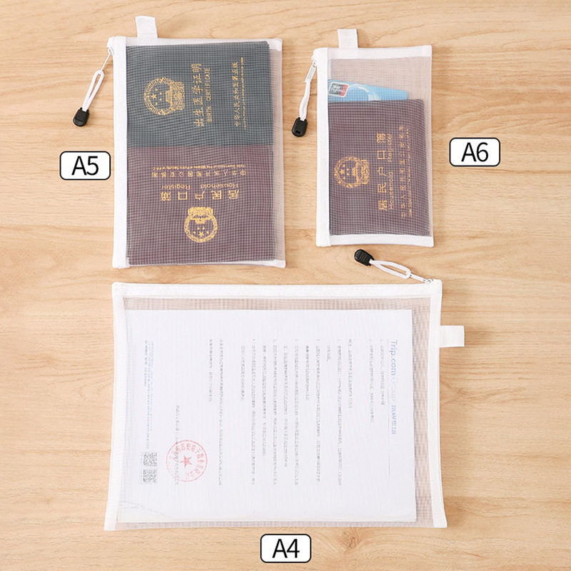 证件包护照收纳袋出国旅行便携随身文件袋透明网纱袋学生A4文件袋